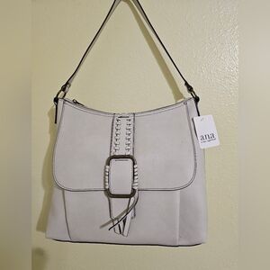 a.n.a Off-White Shoulder Bag with Woven Buckle